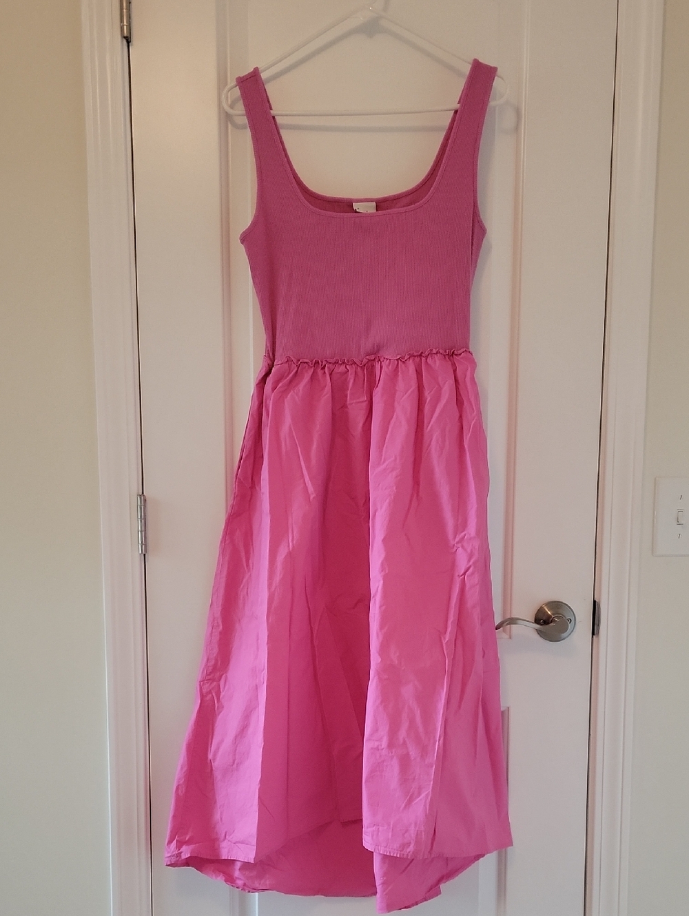 A New Day Hot Pink Ribbed Tank Midi Dress w/ Pockets | Size S